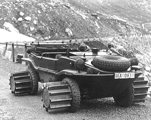 VW Kubelwagen, Schwimmwagen Type 166/5, snow-roller device